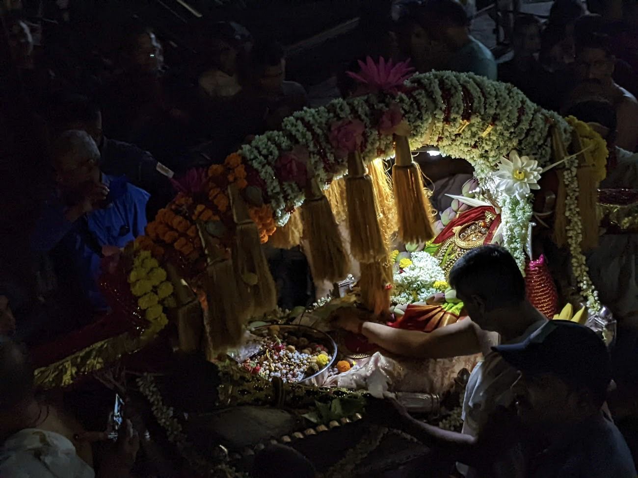A ritual being performed in a temple
